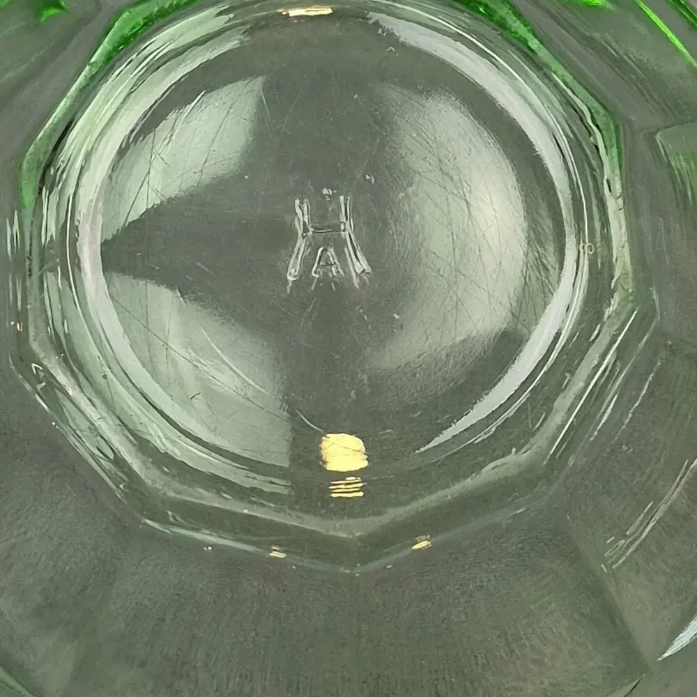 Vintage Hazel Atlas Rest Well Uranium Green Depression Glass Mixing Bowl 6 1/2